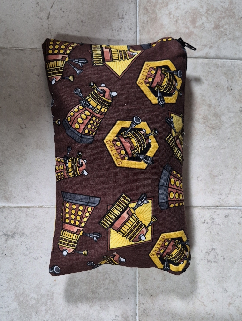Brown Dalek Print Travel Pouch
